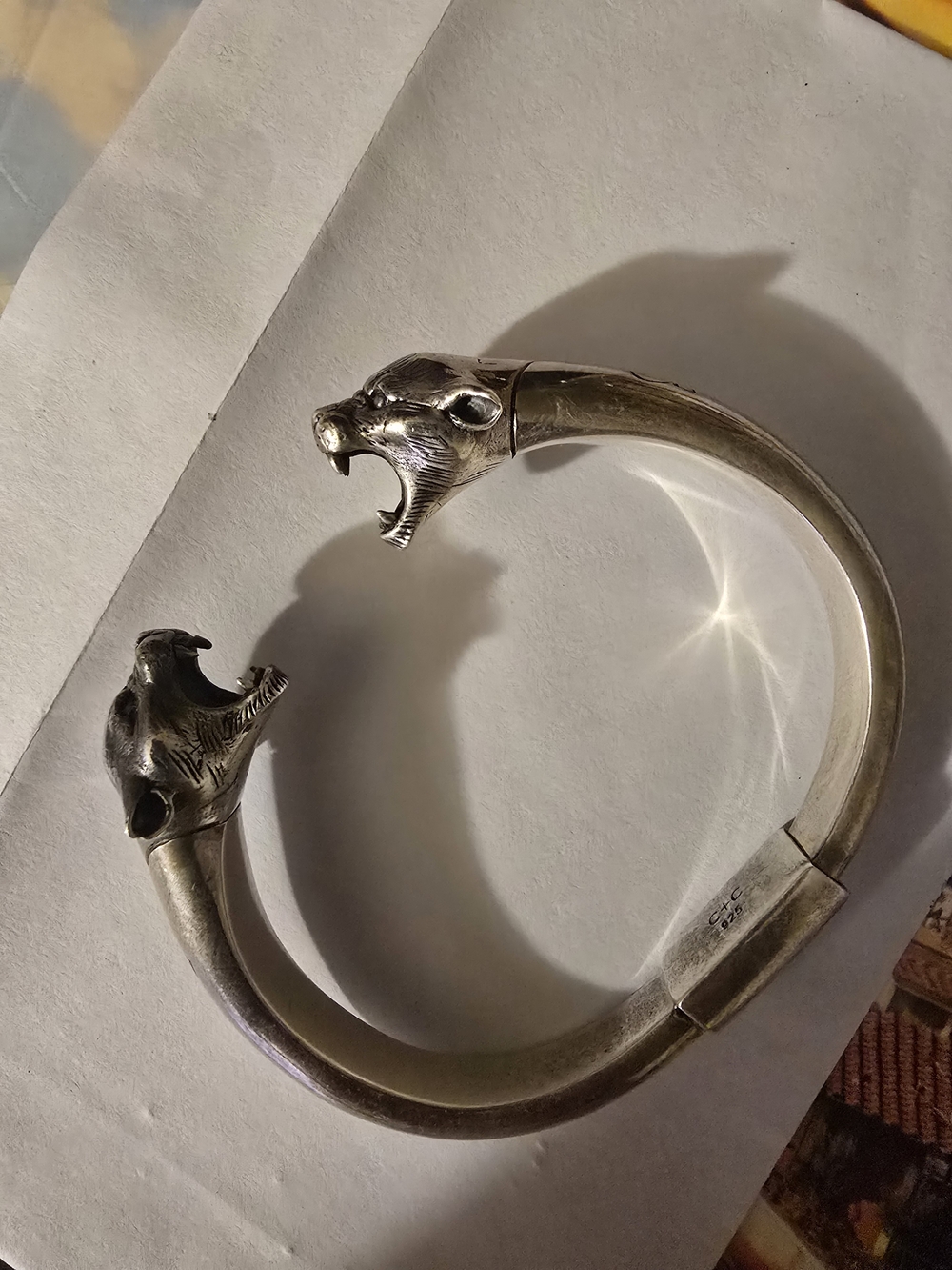 C.C 925 Sterling Silver Hinged Bracelet